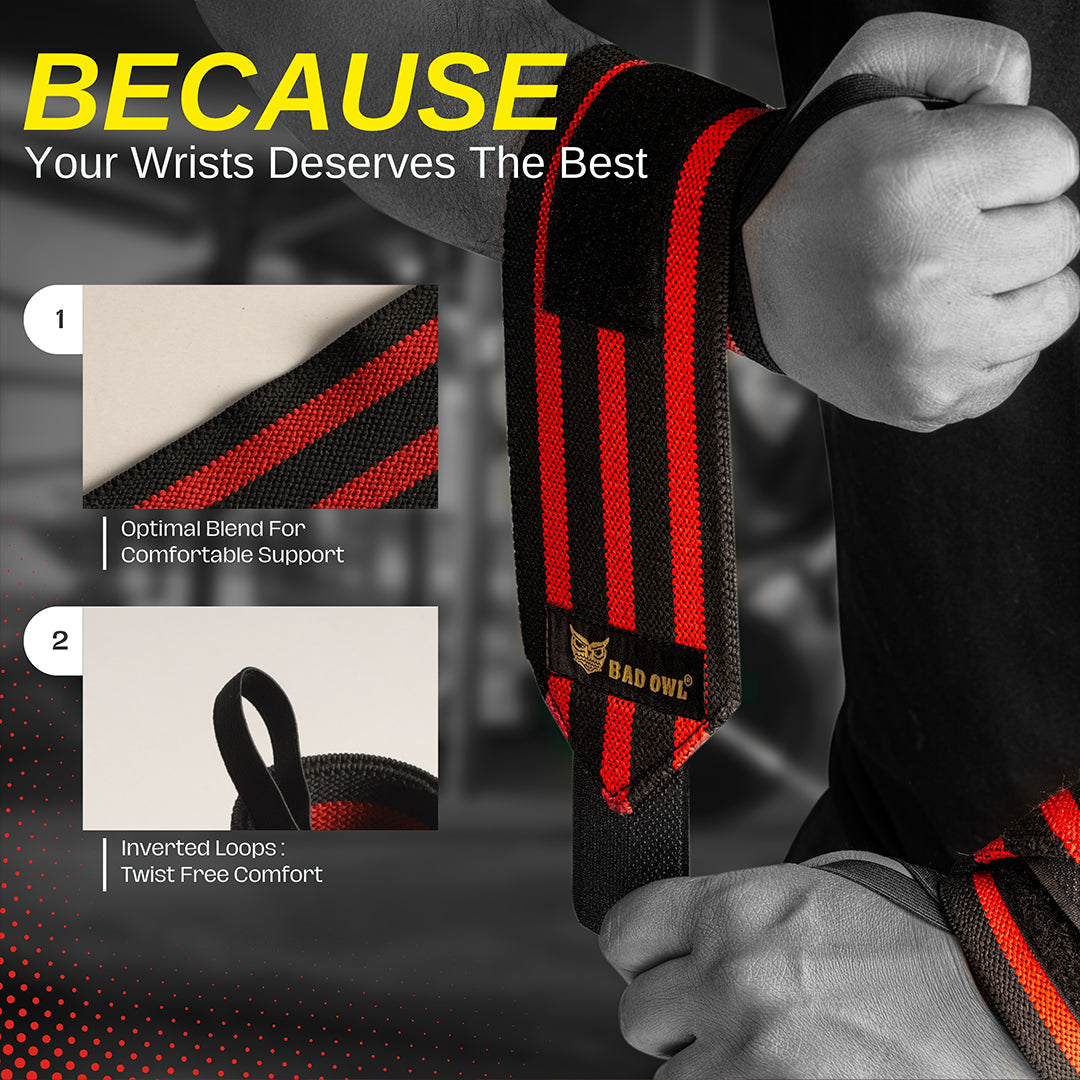Bad OWL Wrist Support for Gym & Fitness Red