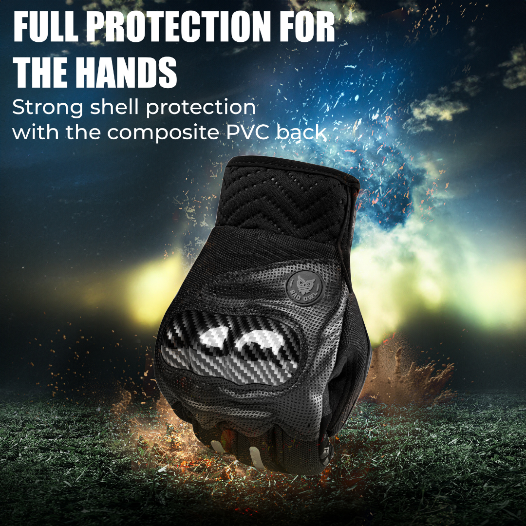 BADOWL Carbon Fiber PVC Knuckle Protection Riding Gloves