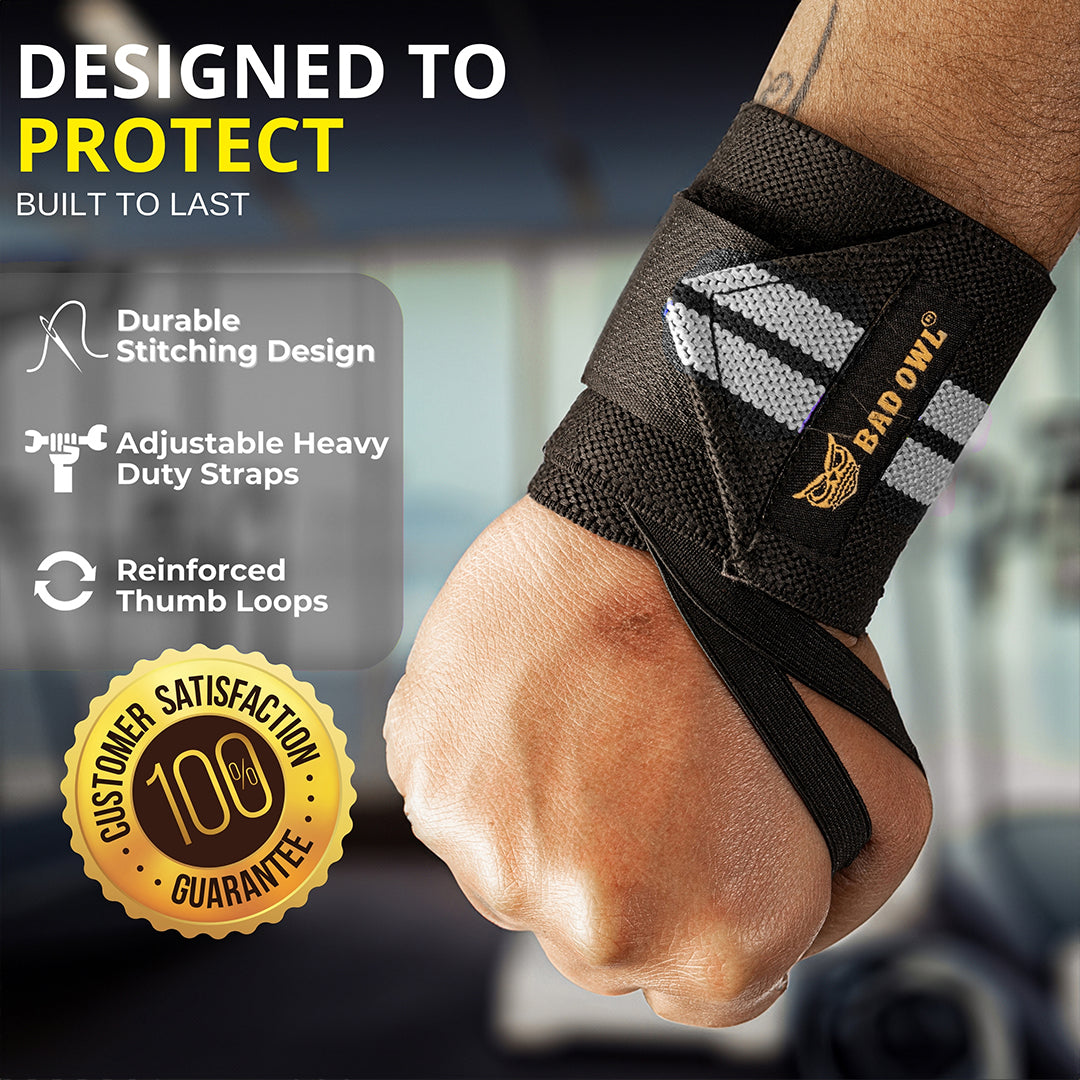 Bad OWL Wrist Support for Gym & Fitness Grey