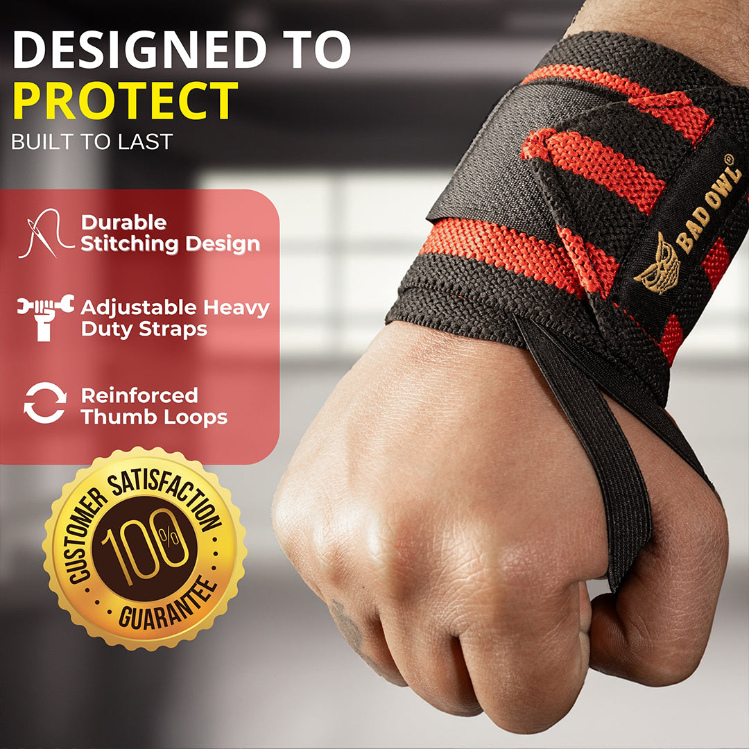Bad OWL Wrist Support for Gym & Fitness Red