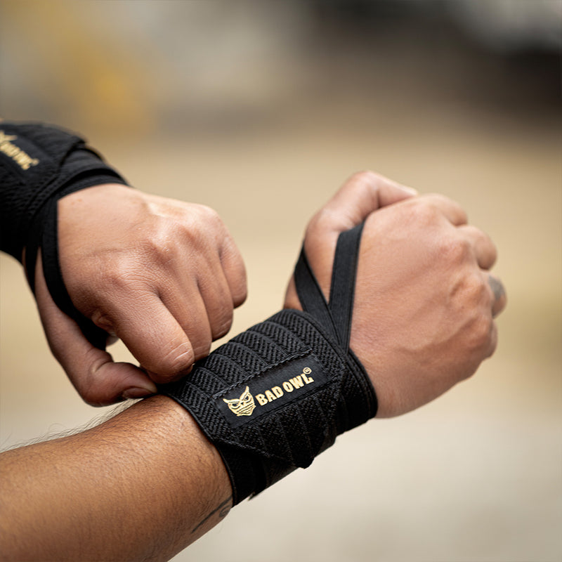 Bad OWL Wrist Support for Gym & Fitness Black wrist