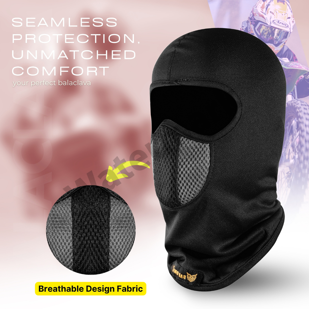 BADOWL Full Face Balaclava for Men & Women ( Grey)- UV Protection, Breathable & Stretchable Fabric.