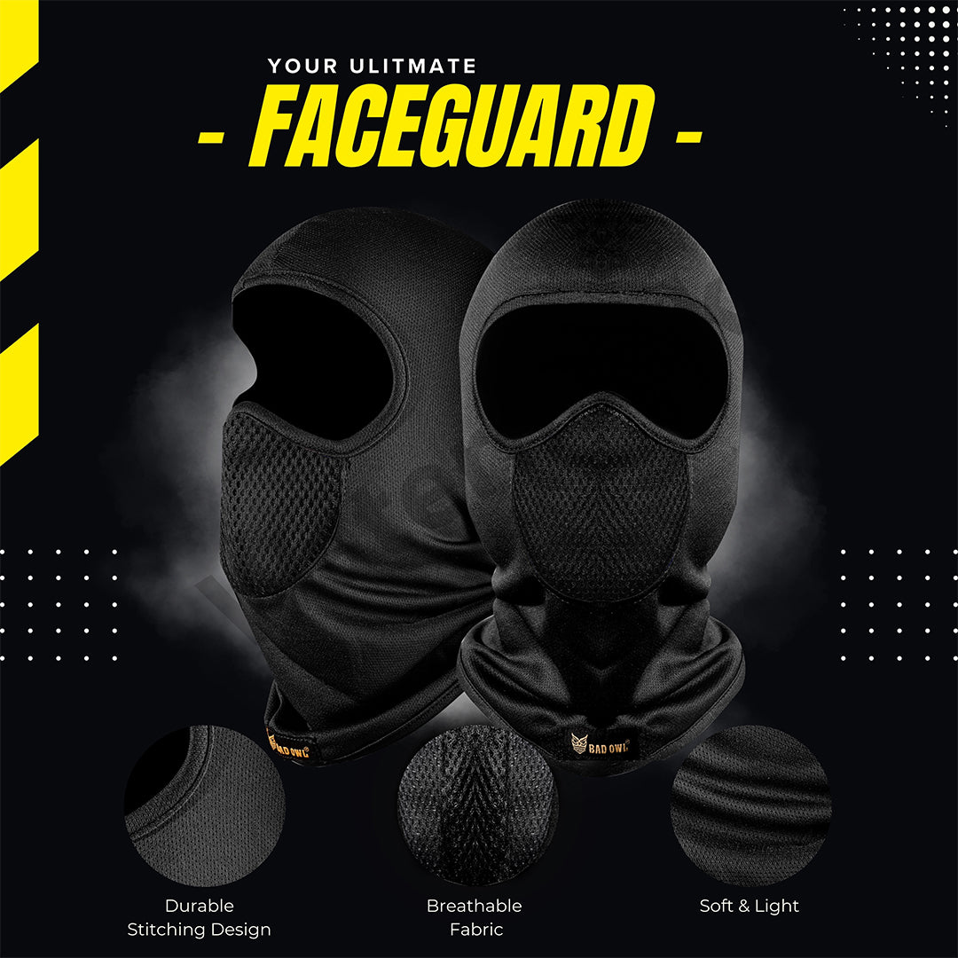 BADOWL Full Face Balaclava for Men & Women ( Black) - UV Protection, Breathable & Stretchable Fabric