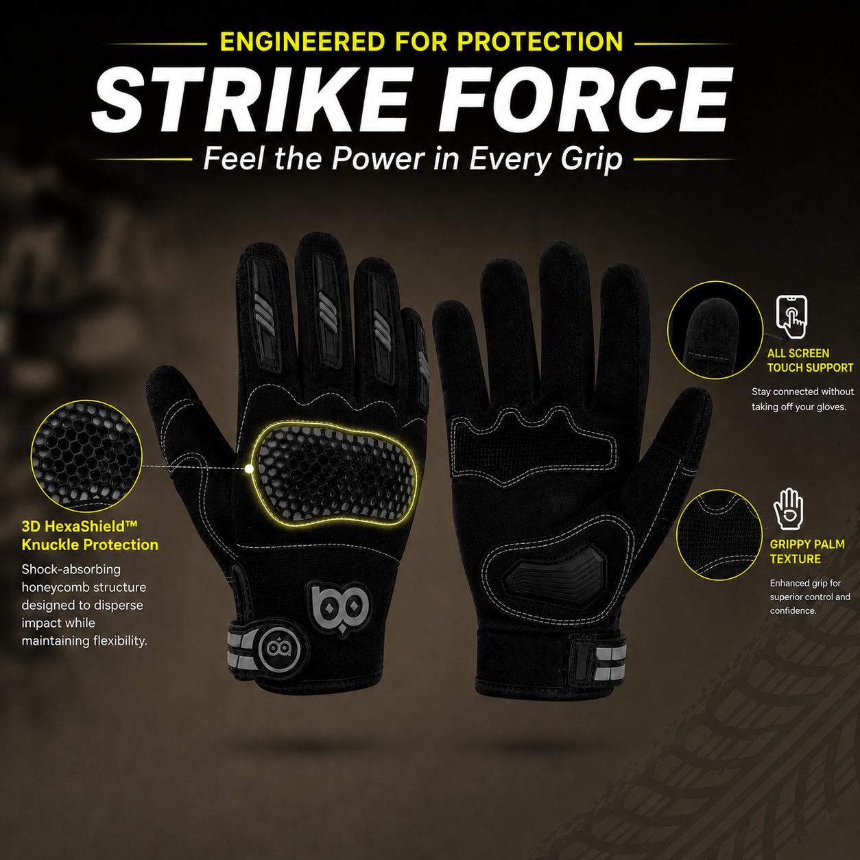 STRIKE FORCE Gloves | Professional-Grade Protection for Riders