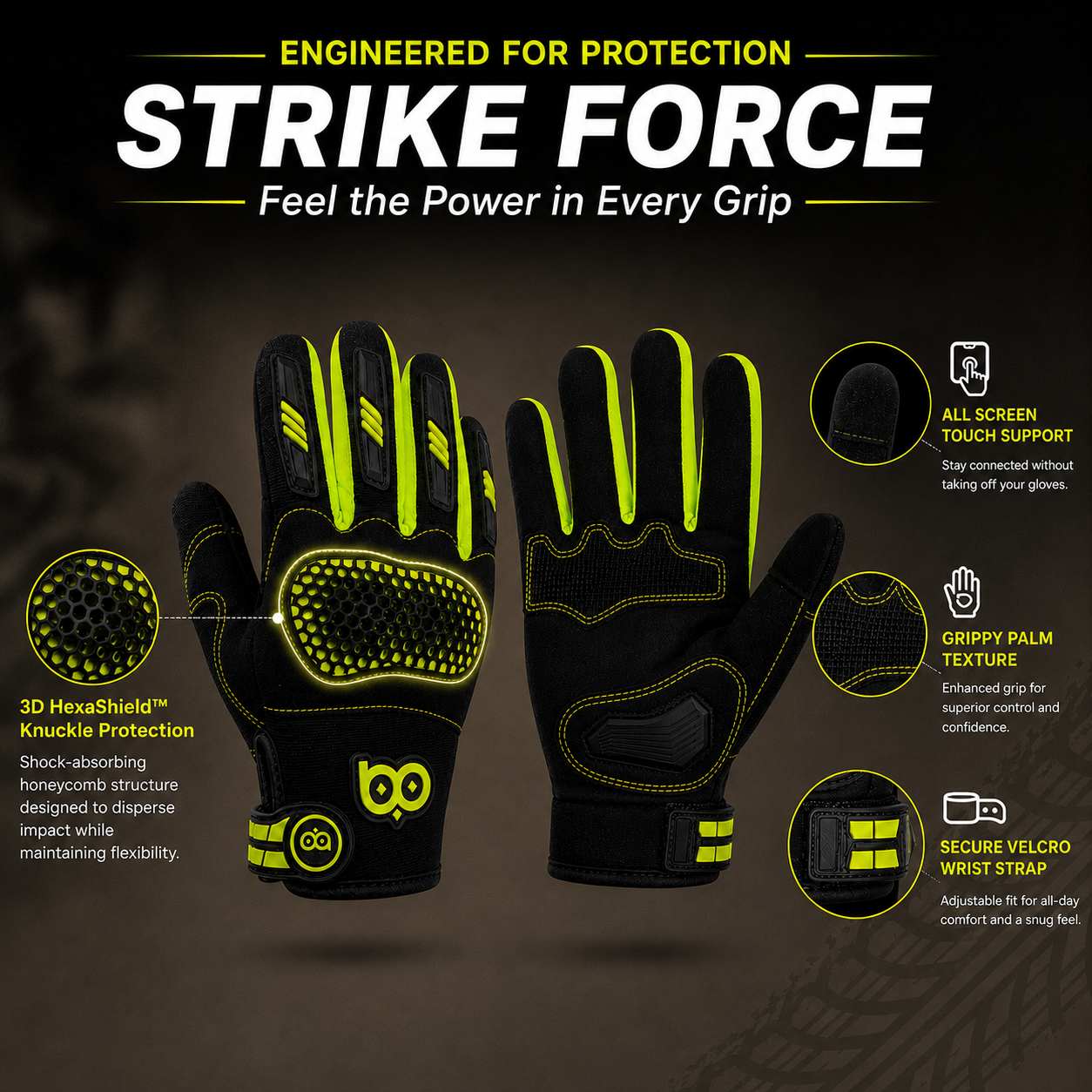 STRIKE FORCE Gloves | Professional-Grade Protection for Riders