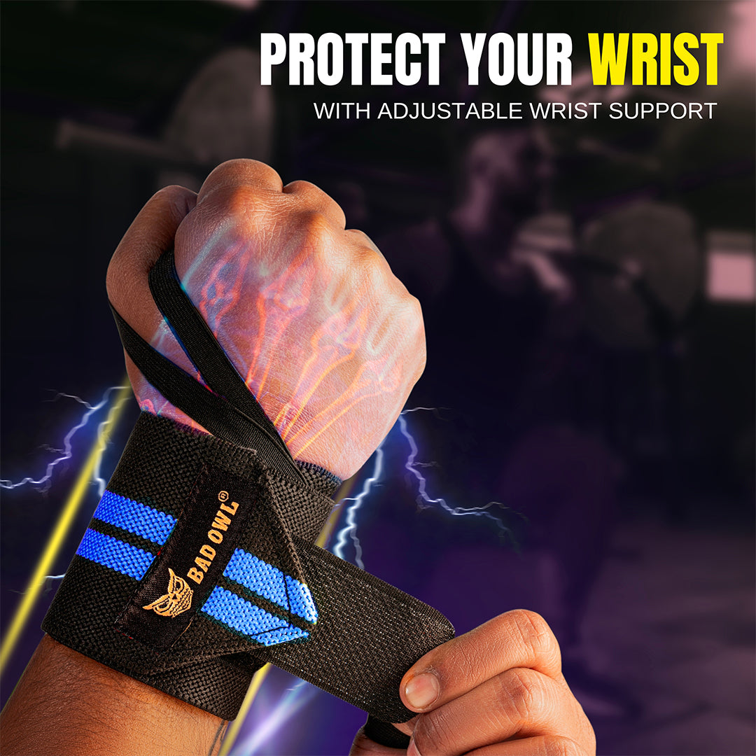Bad OWL Wrist Support for Gym & Fitness Blue