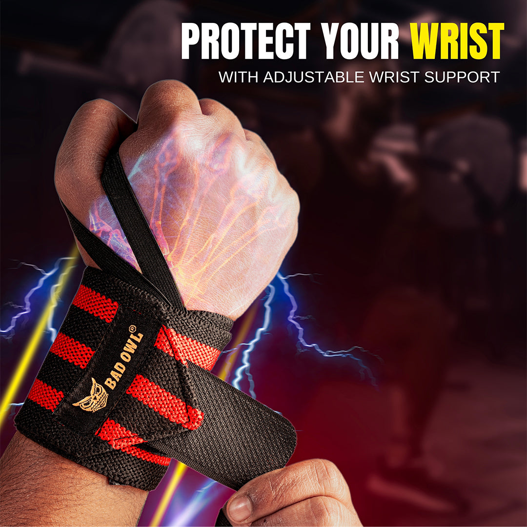 Bad OWL Wrist Support for Gym & Fitness  Red