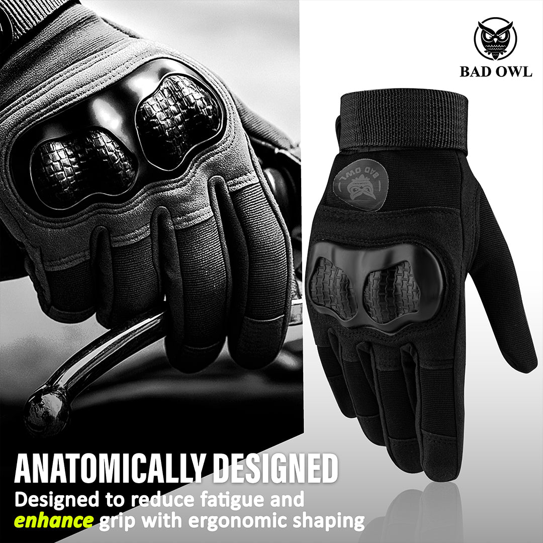 BADOWL GRIPTOR Motorcycle Riding Gloves for Men and Women with Knuckle Protection