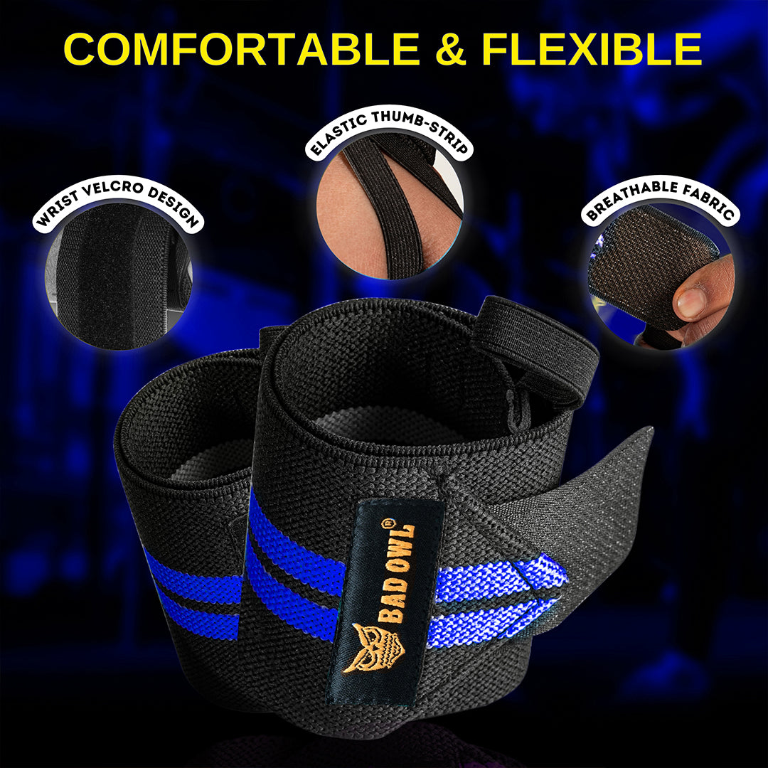 Bad OWL Wrist Support for Gym & Fitness Blue