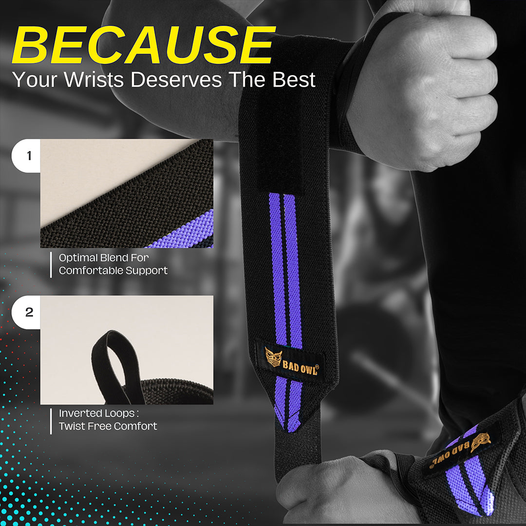 Bad OWL Wrist Support for Gym & Fitness Blue