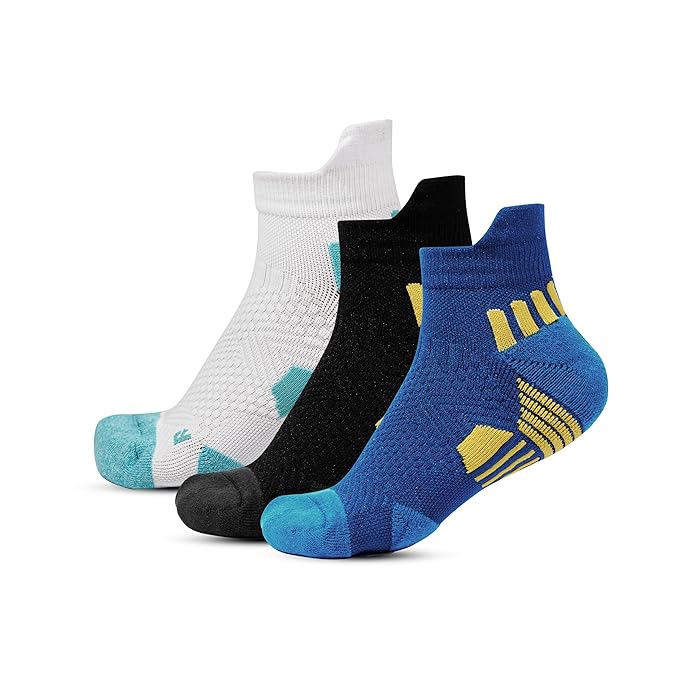 Powerstep Sports Socks – Cushioned Ankle Socks for Running, Gym & Training - Pack of 3 (Unisex)