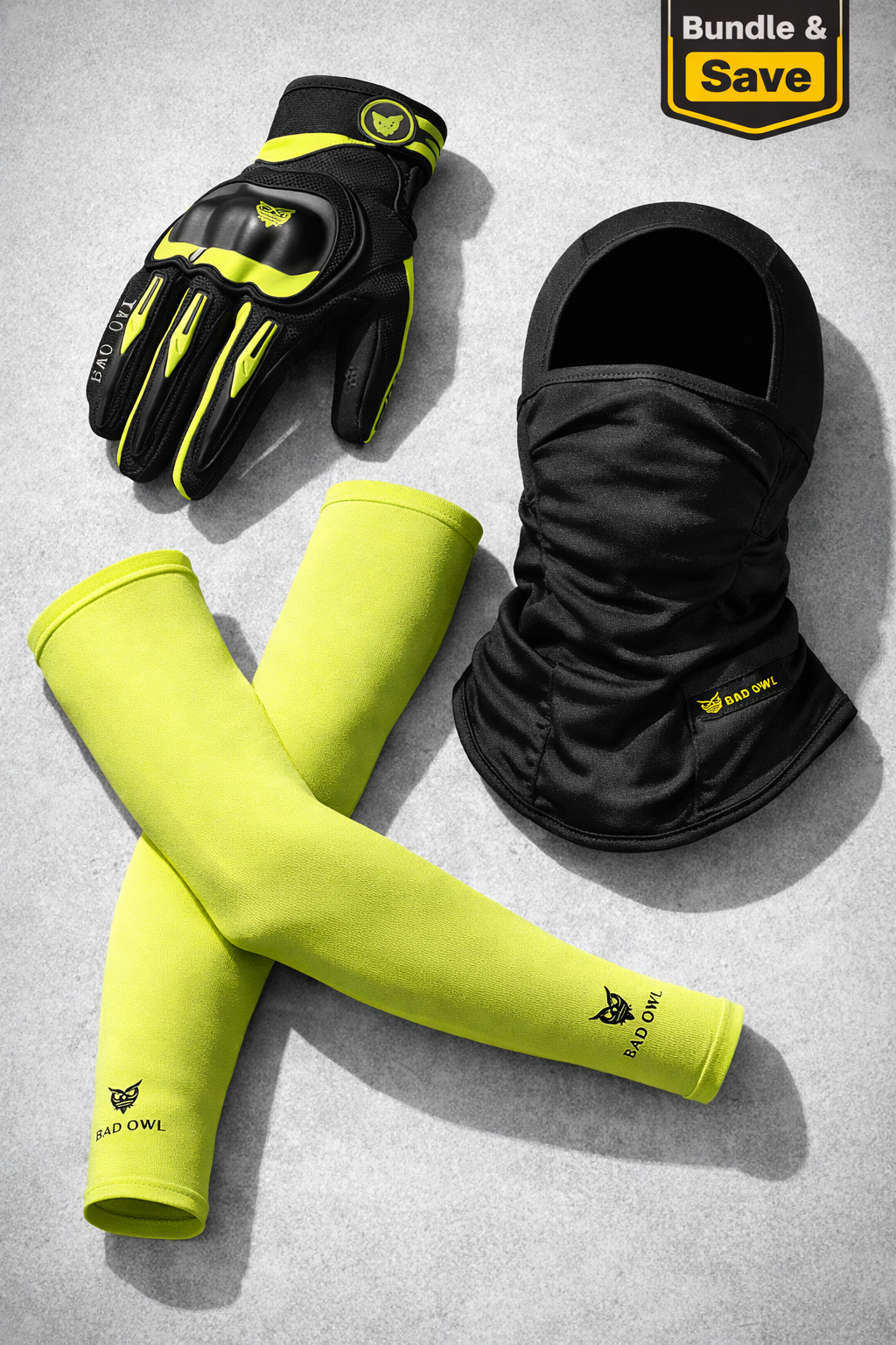 Stealth Rider Combo - Rydon Riding gloves, Velocity Arm Sleeves & Premium Balaclava Combo