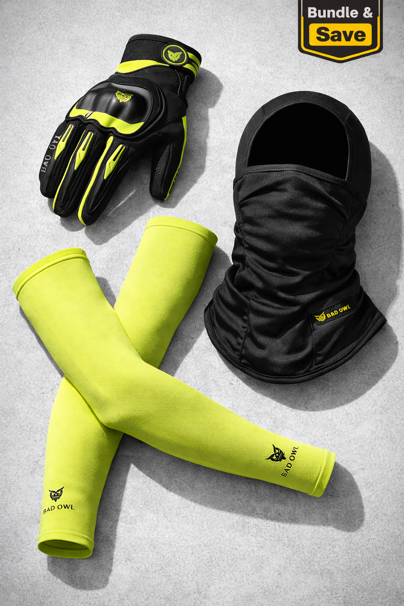 Stealth Rider Combo - Rydon Riding gloves, Velocity Arm Sleeves & Premium Balaclava Combo